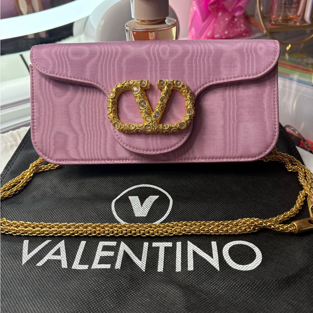 Valentino Pink and Gold Chain Bag